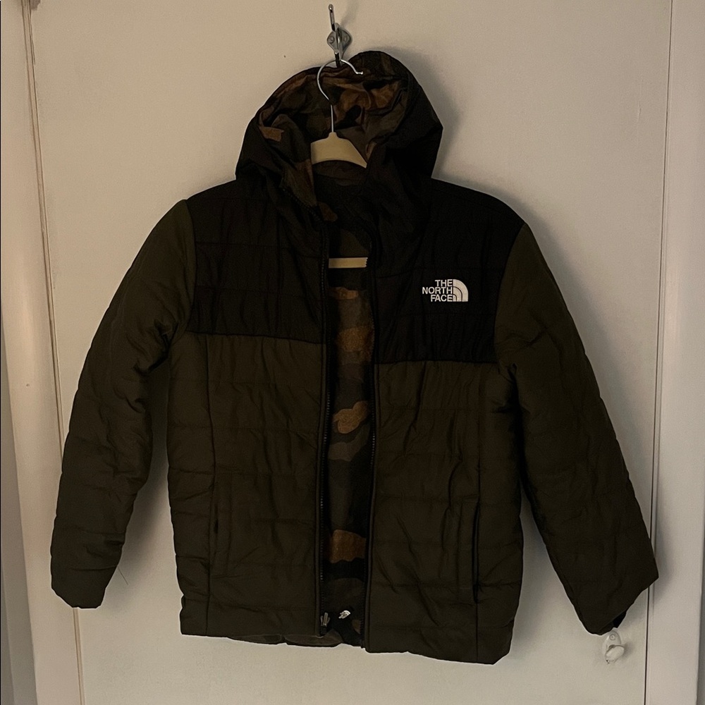 The North Face Boys Olive and Black Puffer Jacket
